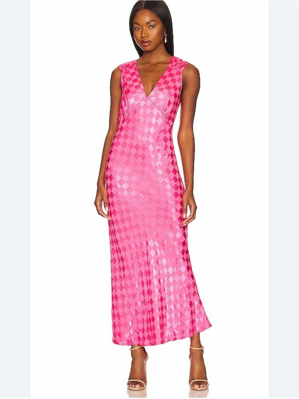 Jen’s Pirate Booty Wavecrest Maxi Dress Medium Hot Pink Bias Cut Silky Evening
